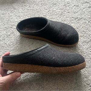 Haflinger Grizzly Men’s Size 45 Charcoal Clog Felted Wool READ